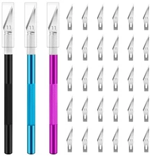 Exacto Knife, 3 Exacto Knives with 30 Exacto Blades 11, Craft Knife, Hobby Kn...