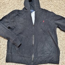 Polo Ralph Lauren Fleece Full Zip Hoodie Boys Youth Large 14/16 Gray