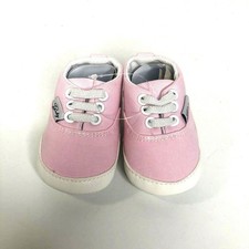 Baby Girls Pink Canvas Shoes Size 0 - 6 Months Slip On Canvas