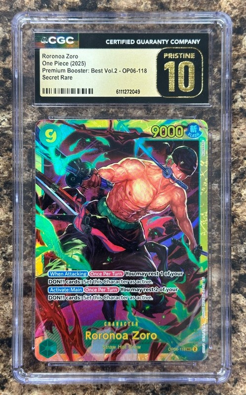 2025 ONE PIECE RORONOA ZORO SECRET RARE OP06-118 CGC PRISTINE 10 English