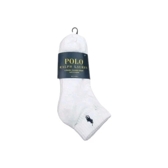 Polo Ralph Lauren Classic Sport Low Cut Socks Men's Size 6-13 White (6-Pack)