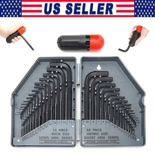 30Piece Hex Key Allen Wrench Set L Shape with handle SAE and Metric Assortment