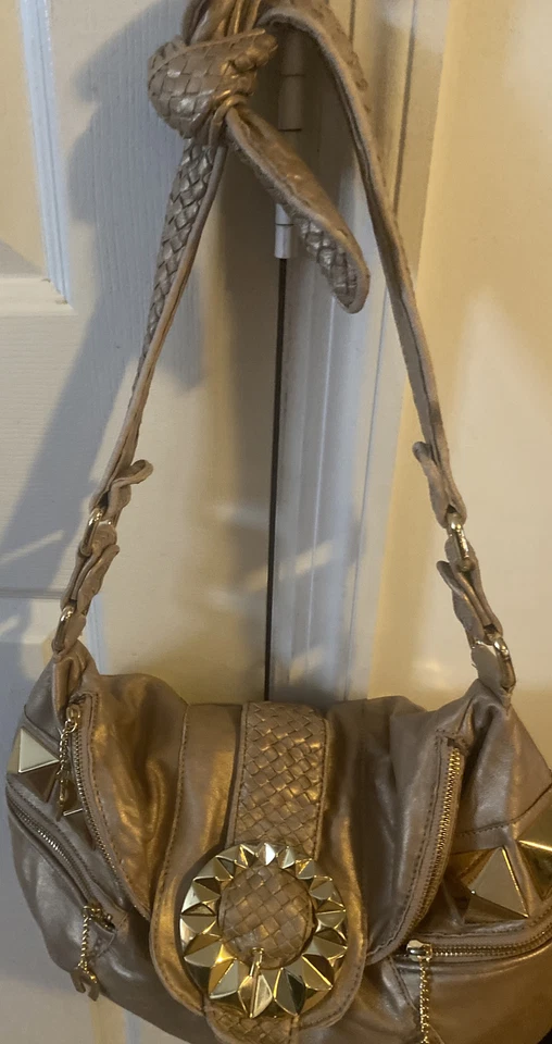 VINTAGE BETSEY JOHNSON Handbag Matte GoldGold Tone Hardware Hobo Shoulder Bag - Image 2 of 4
