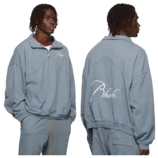 RHUDE Logo Embroidered Quarter-Zip Sweater Sweatshirt Medium $645