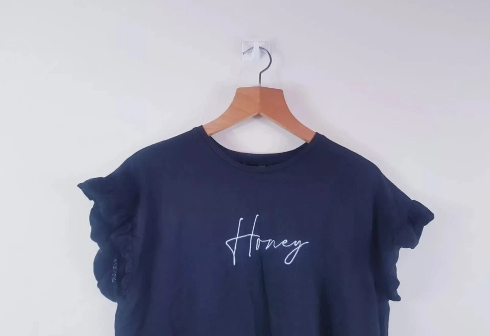 Women’s Black T Shirt From New Look Size 10 Honey - Image 3 of 4