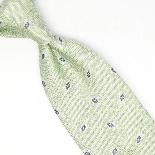 Josiah France Mens Granadine Silk Necktie Light Green White Blue Paisley Tie