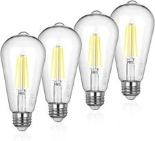 EDISHINE 4-Pack LED Edison Bulb 4000K Daylight White LED Filament Bulbs 800LM  