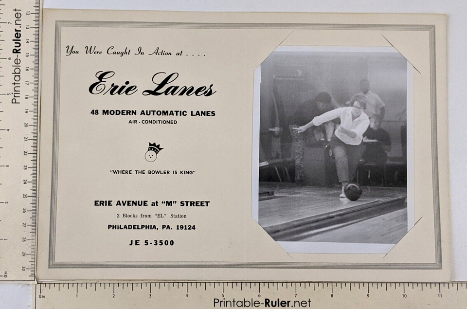 1960s Philadelphia Pennsylvania Erie Lanes Woman Bowling Alley VTG Ad Photo PA eBay