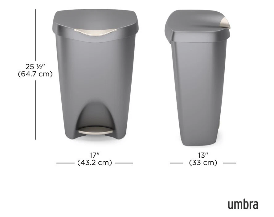 Cesta de basura 13 gal 25-1/2"" H x 17"" W x 13"" D plástico níquel, Umbra 084200-410 Foto 2 de 4