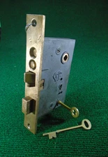 CORBIN #1350 RH DOUBLE KEY ENTRY MORTISE LOCK w/KEY 8" FACE (42912)