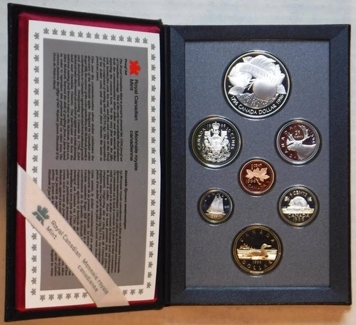 1996 CANADIAN 7 COIN McINTOSH PROOF SET / DOLLAR AND 4 COINS ARE STERLING SILVER
