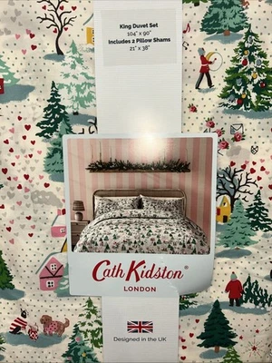 Cath Kidston London Cotton SHINE BRIGHT Cream KING Duvet Cover & Shams Set NWT!
