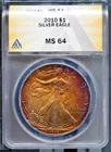2010 $1 Silver American Eagle MS 64 Fiery Orange ANACS # 7912640 + Bonus