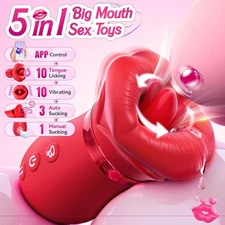 Sucking Vibrator Nipple Clit Sucker Dildo G Spot Lick Massager Sex Toy For Women
