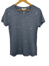 C&C California Womens The Karlie Tee Shirt Short Sleeve Anchor Print Gray Size S