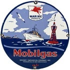 VINTAGE MOBIL MARINE PORCELAIN SIGN DEALERSHIP SERVICE GAS STATION MOBIL OIL