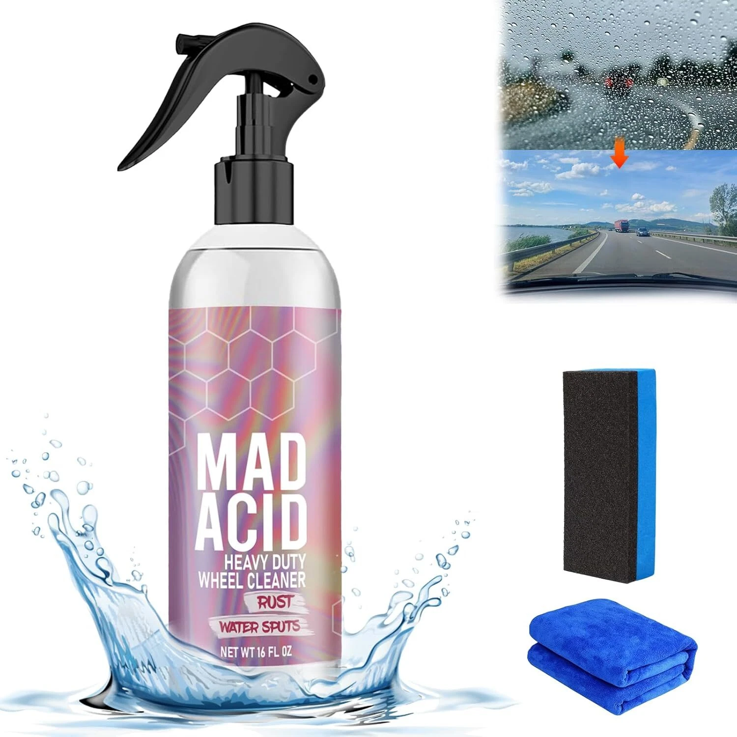 Mad Acid- Glass Cleaner, Heavy-Duty Wheel Cleaner, Water Spot Remover for Cars