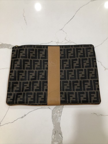 FENDI ROMA ZUCCA FF LOGO MONOGRAM CLUTCH POUCH HAN