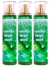 3/BATH & BODY WORKS VANILLA BEAN NOEL FINE FRAGRANCE MIST BODY SPRAY PERFUME 8OZ