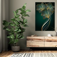 Wandbild Luxuskunst mit Blättern und Blume , Leinwnad , Acrylglas ,Poster Kunst