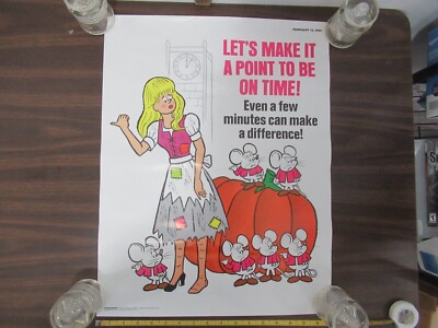 Vintage Poster ''Let's Make it a Point to be on Time'' 1990 Clement Communications