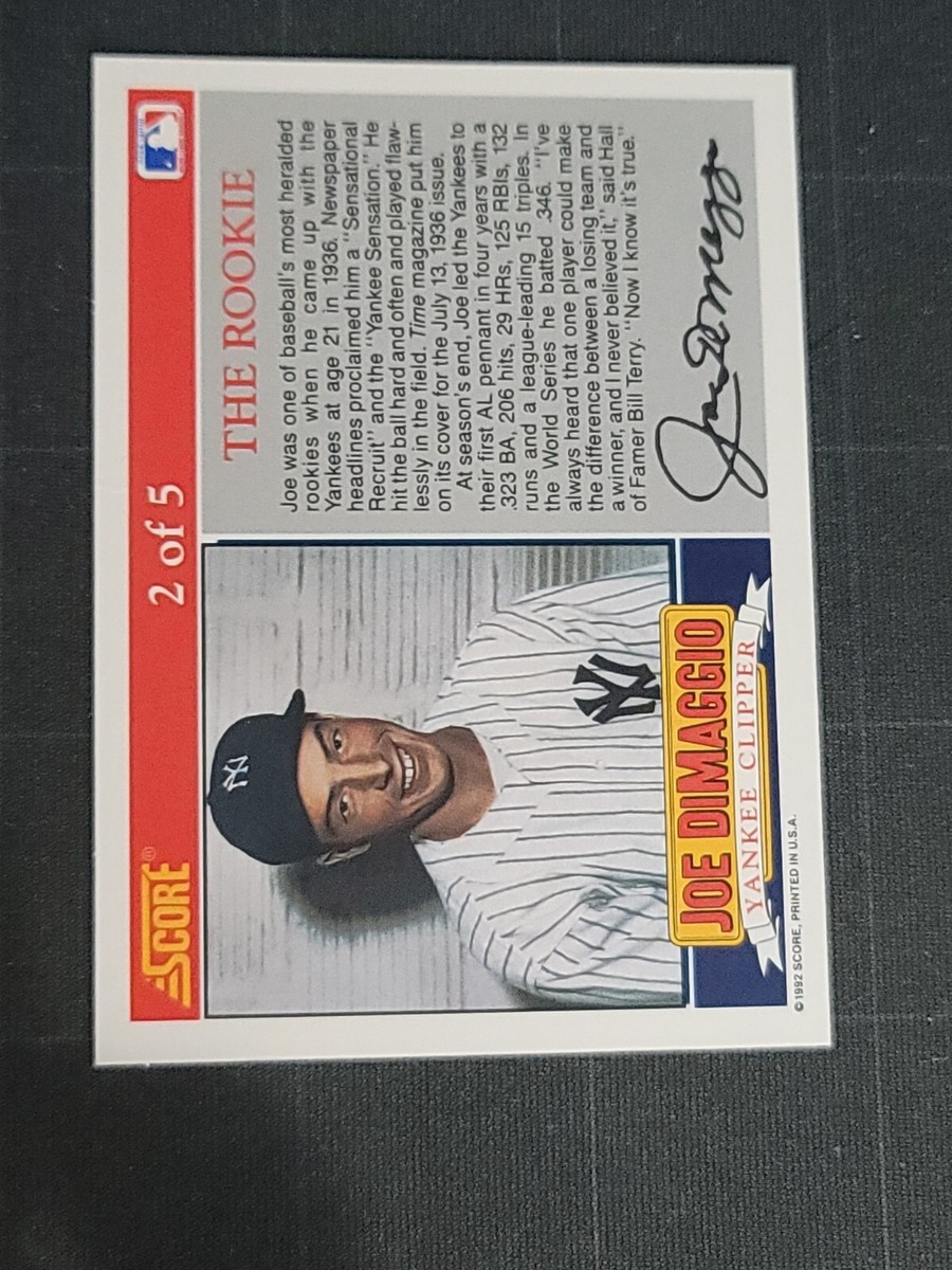 1992 Score DiMaggio #2 Joe DiMaggio The Rookie | eBay
