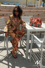 NENEKAFOR AFRICAN PRINT WOMEN'S LONG SLEEVE BLAZER/JACKET, SIZE 12-14