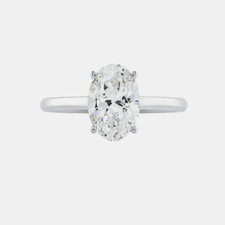 950 Platinum Solitaire Engagement Ring 2.50 Carat Oval Cut Lab Grown/CVD Diamond