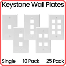Keystone Wall Plate Jack Insert RJ45 CAT5e CAT6 White Face Plate LOT