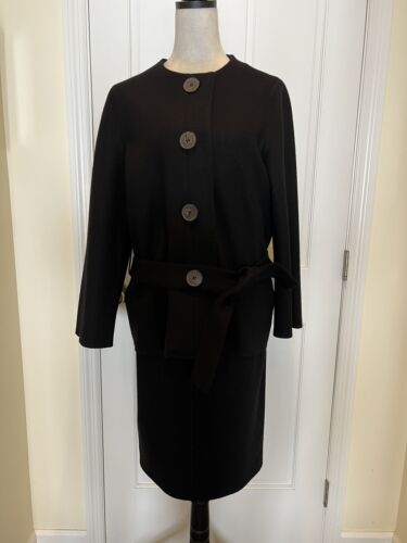 Vintage Lanvin Paris Black 100% Wool Skirt Suit F… - image 1