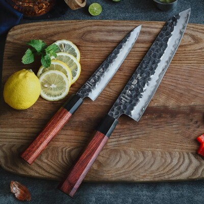 Hezhen PM8S Chef and Nakiri Knife Set 10cr Steel Core Stainless Steel VG10 equiv