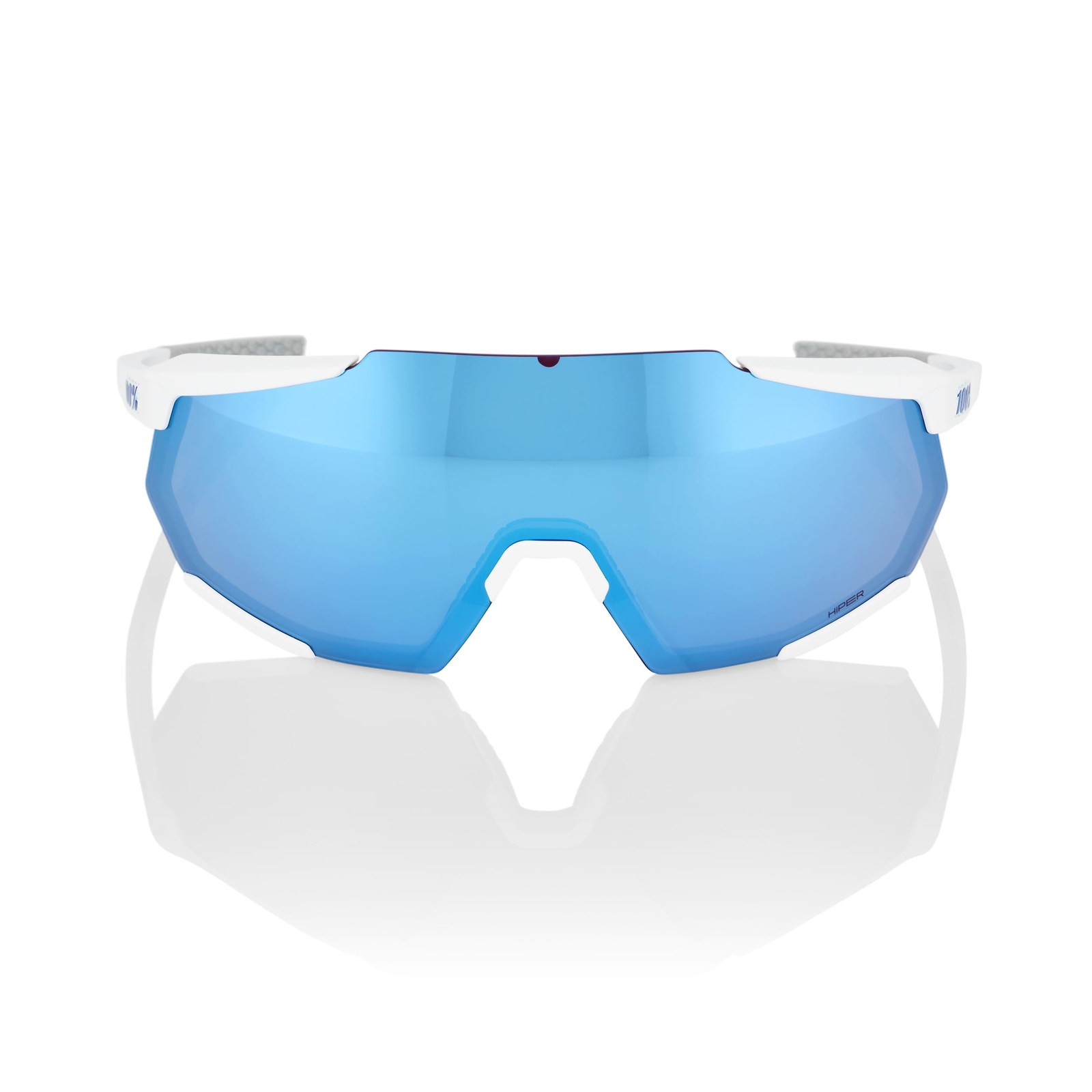 One Hundred Percent Glasses Racetrap 3.0 White HiPER Blue Lens Sunglasses, 168mm