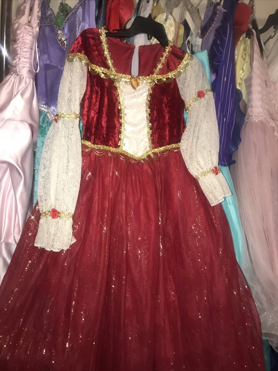 DISNEY PARK PRINCESS BELLE RED COSTUME Size 10-12 DISNEY DELUXE COLLECTION  NEW