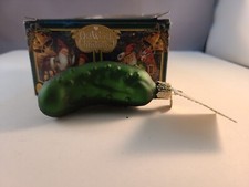 Old World Christmas PICKLE Glass Ornament w/Box And Tag