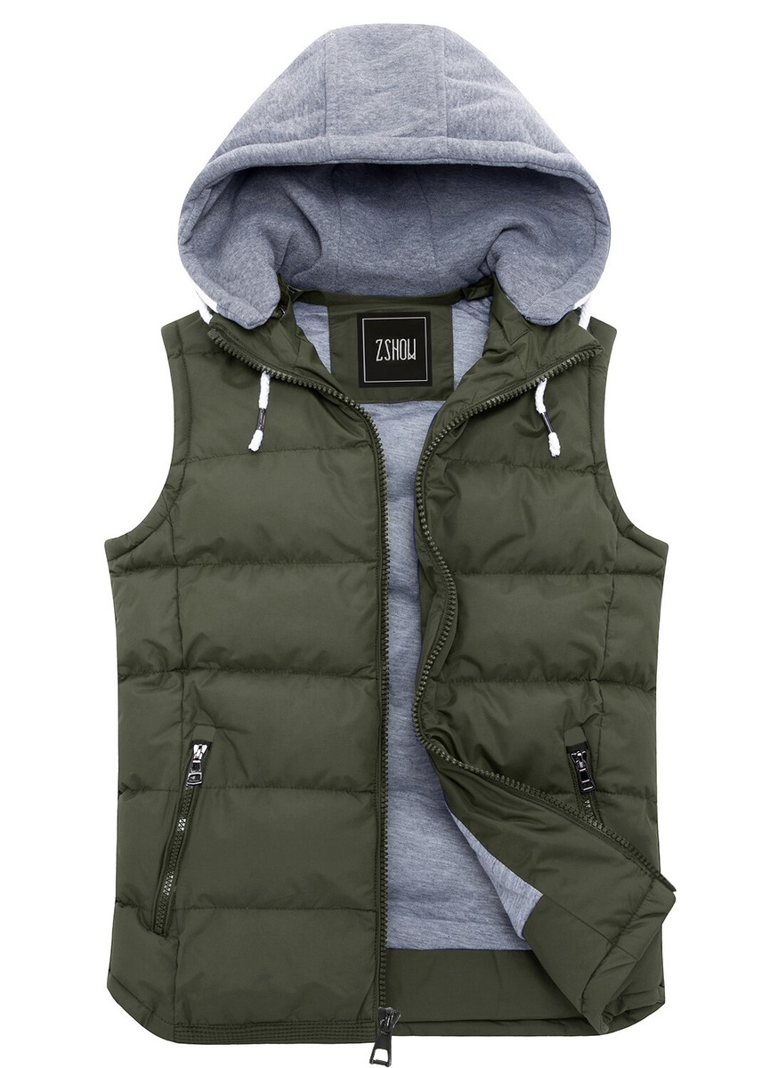 ZSHOW Men's Outdoor Vest Removable Hooded Padded Puffer Vest