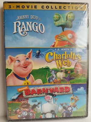 Charlottes Web - Rango -  BarnYard 3 Movie Collection (DVD, 2013, 3-Disc Set)