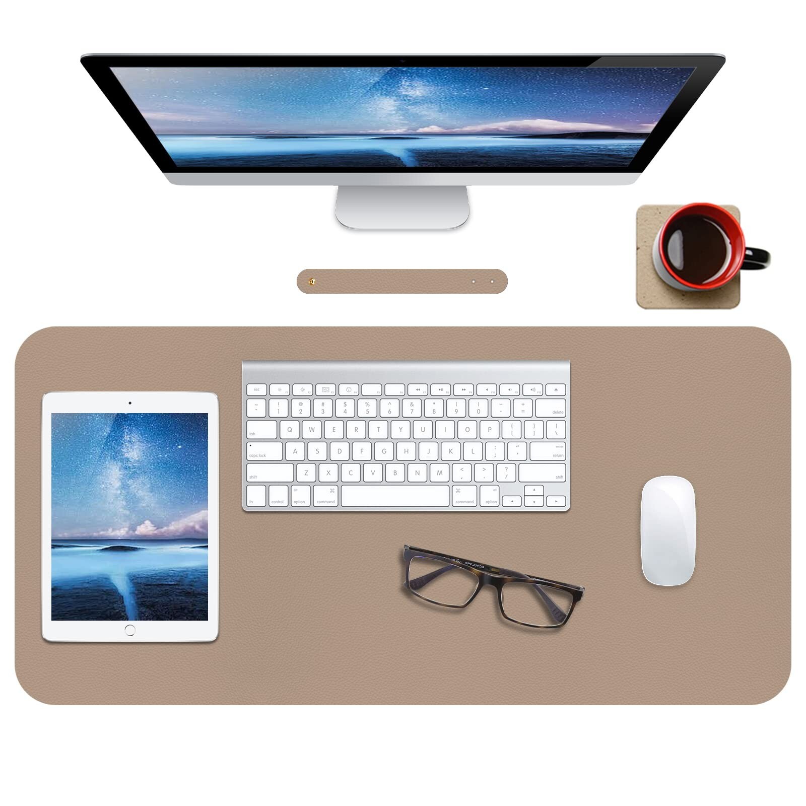 Leather Mouse Pad,Extended Desk Pad for Keyboard and Mouse Non-Slip Study Des...