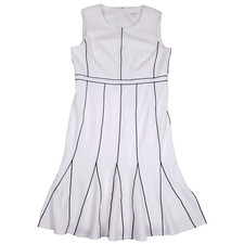 Calvin Klein Sheath Dress Sleeveless Midi Size M White Minimalist Retro Vibes