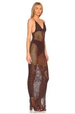 Flook The Label Emberly Dress Chocolate Brown Knit Crochet S NWT $249 | eBay