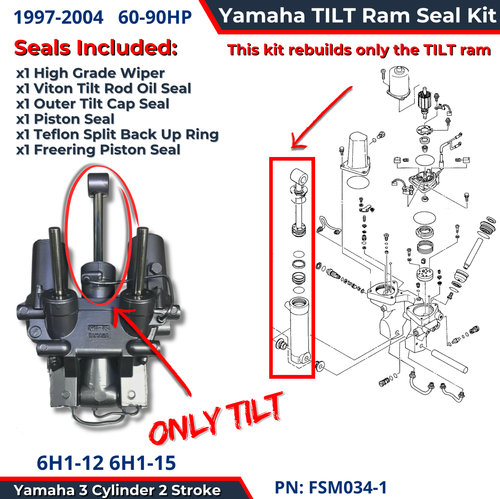 Yamaha 3 Cylinder TILT Ram Seal Kit FSM034-1 - Afbeelding 1 van 4