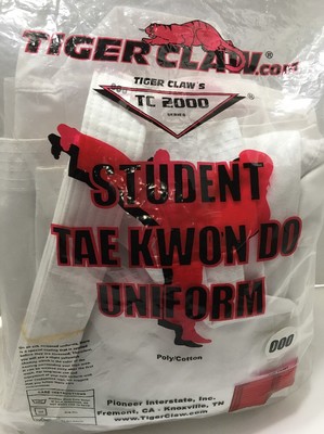 NEW! Student Tae Kwon Do Uniform White Size 000 Tiger Claw Brand Unopened TKD