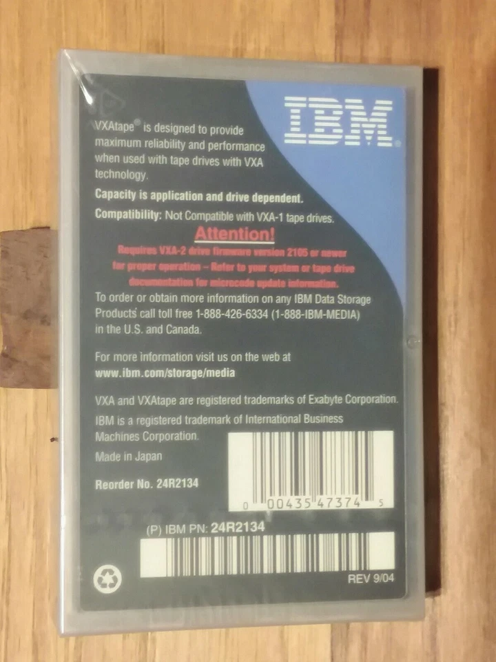 Genuine IBM VXA Tape X6 Data Cartridge 62 Meters 20/40GB 24R2134 Brand New... - Image 2 of 2