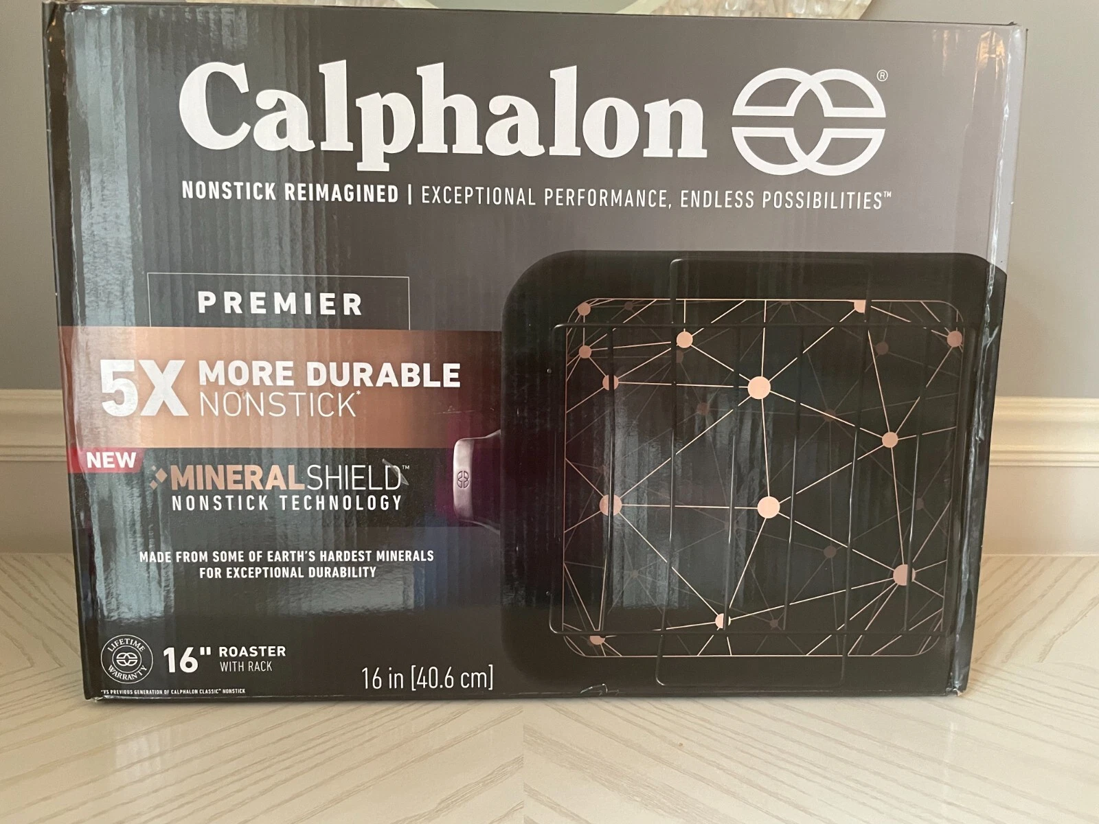 New Calphalon Premier Hard-Anodized Nonstick 16-Inch Roasting Pan with Rack