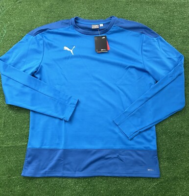 Puma Herren Blau Training Top Fußball Shirt Langarm UK Übergröße XXL /2XL Neu mit Etikett