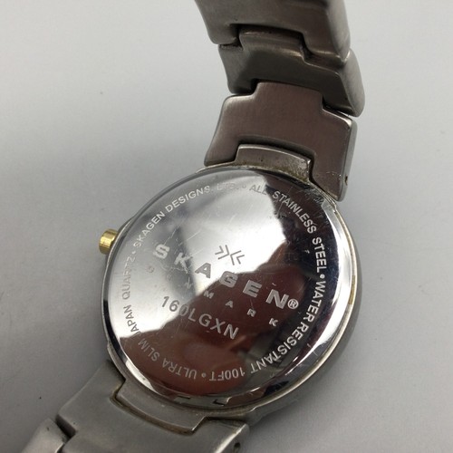Skagen Watch Women 30mm Silver Gold Tone Date Blue Dial New Battery 7.25" - Picture 11 of 15