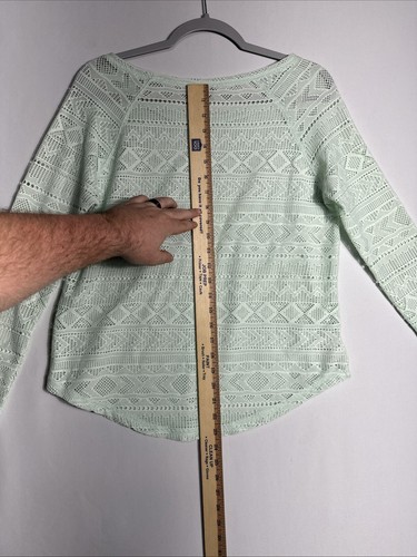 Cruel Denim Women Top Small Mint Green Blouse Crochet Lace Button Up EUC - Picture 7 of 8