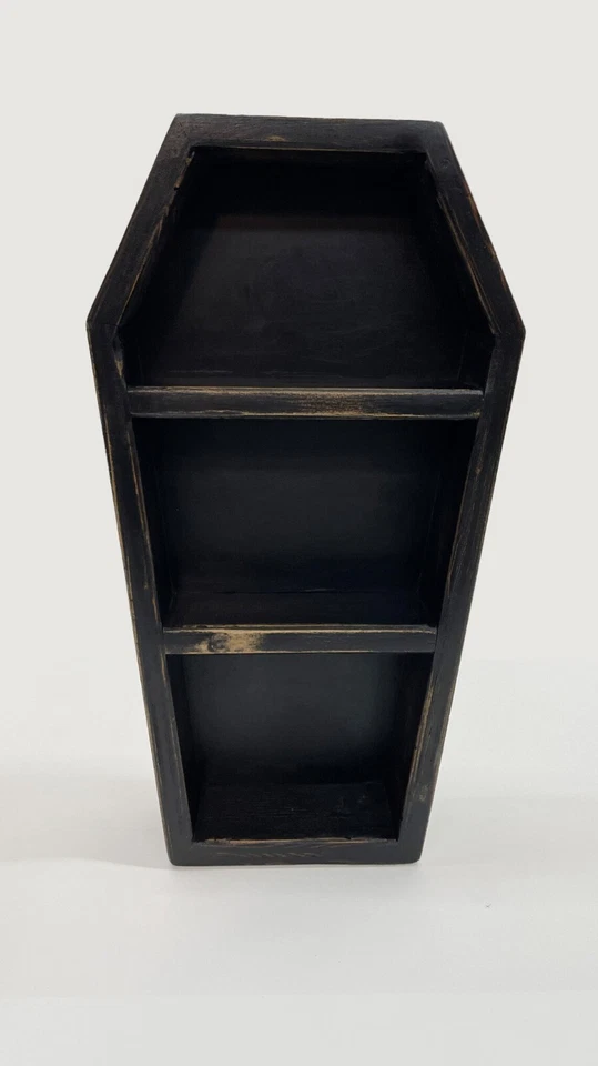 "Librería gótica hecha a mano en forma de ataúd de 18"" estante boticario, libro, Halloween" Foto 4 de 4