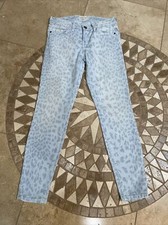 Women's Current/Elliott Colored Jeans Light Blue Cheetah Print Size 27