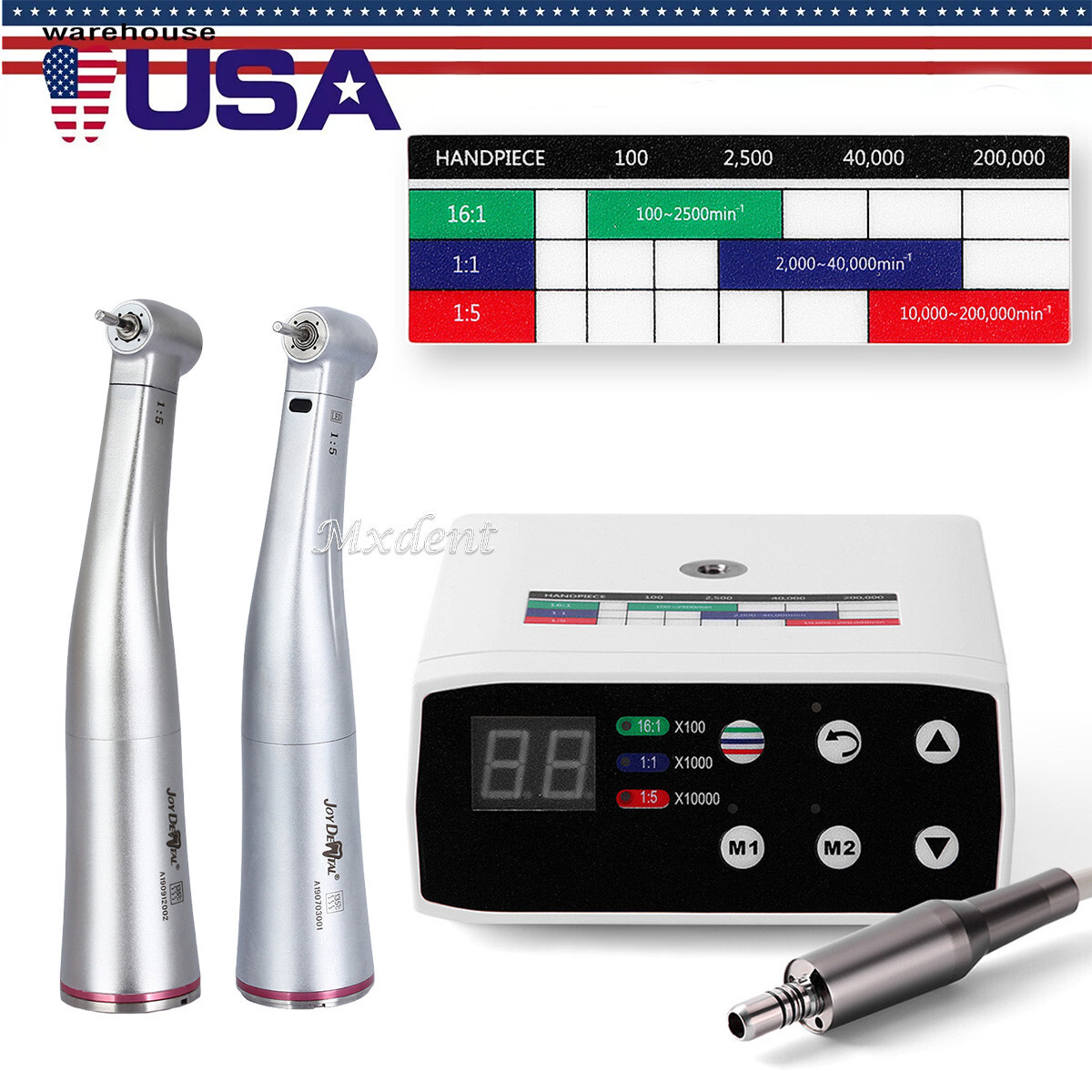 AZDENT Dental Brushless Electric Micromotor w/1:5 Fiber Optic LED