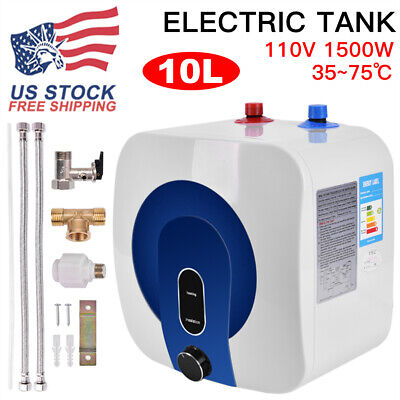 110V 10L Electric Tankless Hot Water Heater Kitchen Bathroom Home 35℃-75℃ USA
